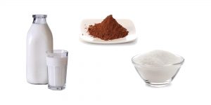 молоко, какао, сахарный песок